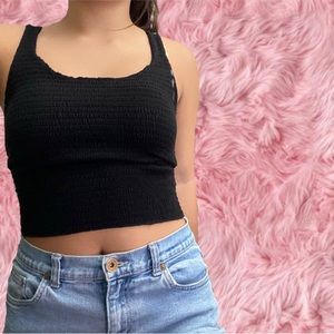 Ribbed Black Crop-Top